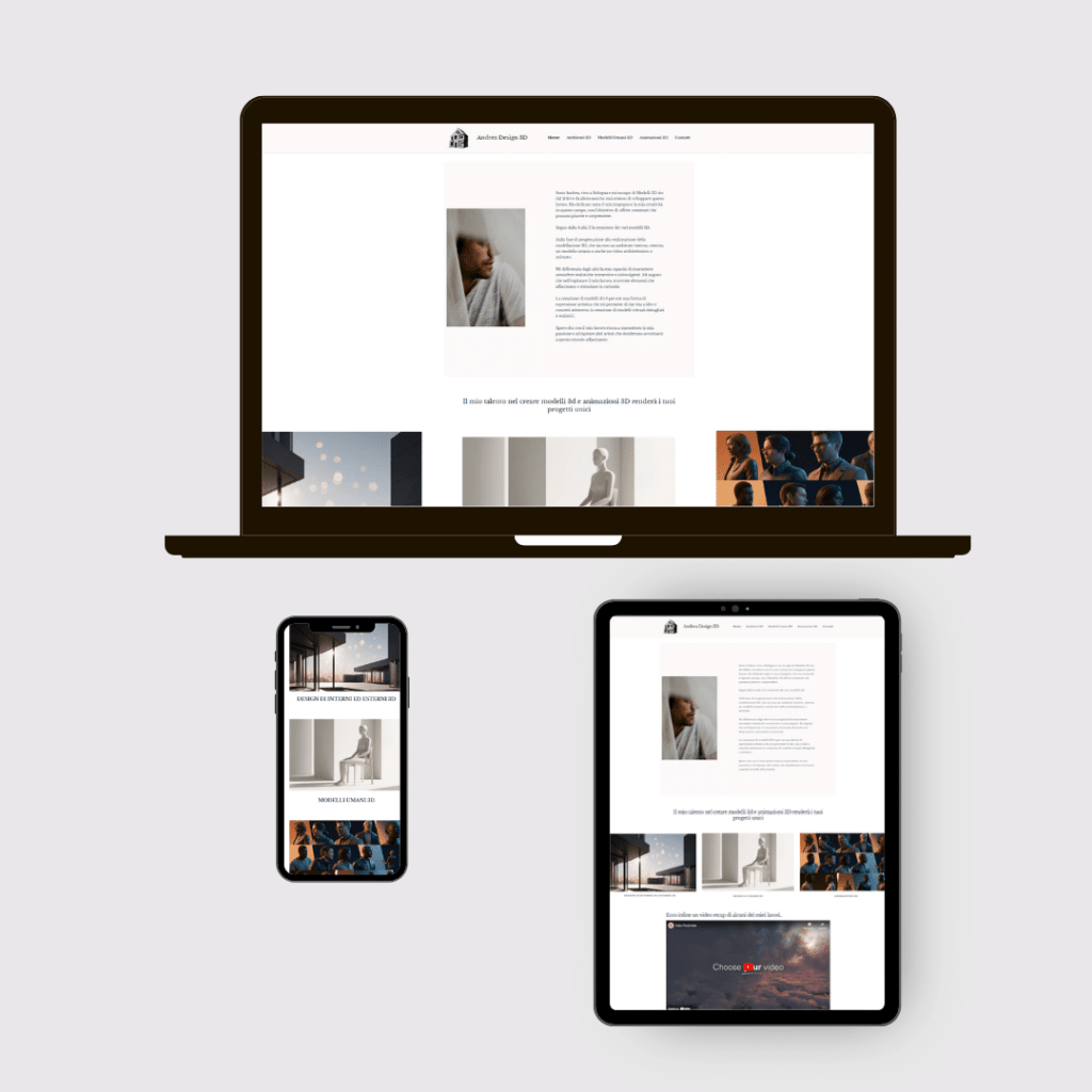 Portfolio Visione su desktop pc, tablet e smartphone del sito andreadesign3d