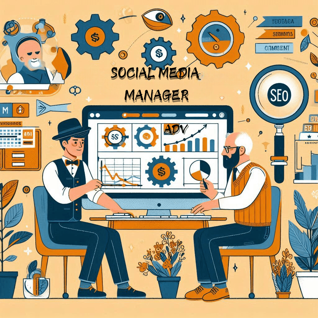 due persone sedute vestite in stile retro che stanno lavorando su come migliorare la seo sui social media 
