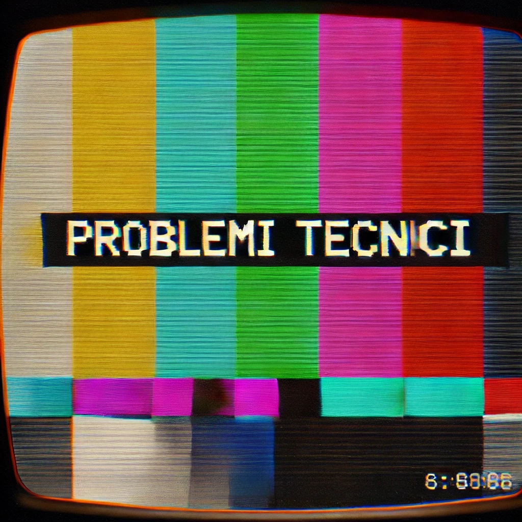 schermata problemi tecnici con strisce verticali colorate